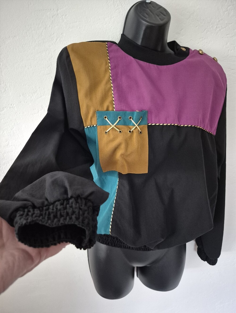 Vintage Colorblock Bomber Top Small